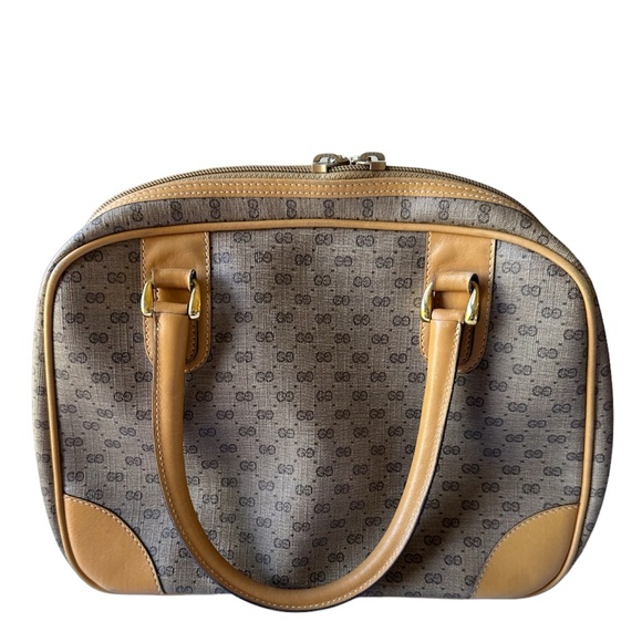 Gucci Vintage Monogram Canvas Boston Bag with Tan Leather Trim - Picture 3 of 16
